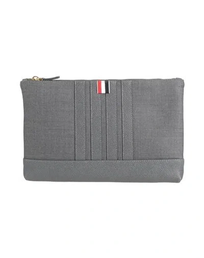 Thom Browne Man Handbag Grey Size - Textile Fibers, Leather In Gray