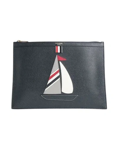 Thom Browne Man Handbag Navy Size - Calfskin In Blue