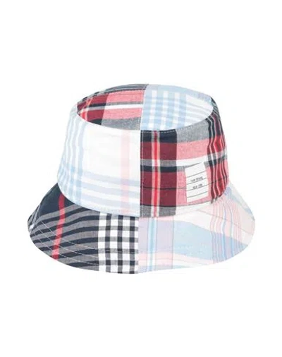 Thom Browne Man Hat Sky Blue Size L Cotton In Rwbwht