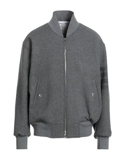 Thom Browne Man Jacket Grey Size 2 Wool, Elastane