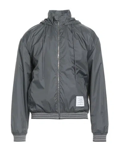 Thom Browne Man Jacket Grey Size 3 Polyamide, Cotton, Elastane