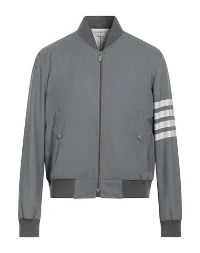 Thom Browne Man Jacket Grey Size 4 Wool