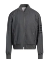 Thom Browne Man Jacket Lead Size 4 Wool In Grey