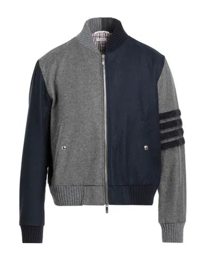 Thom Browne Man Jacket Midnight Blue Size 3 Wool, Cupro