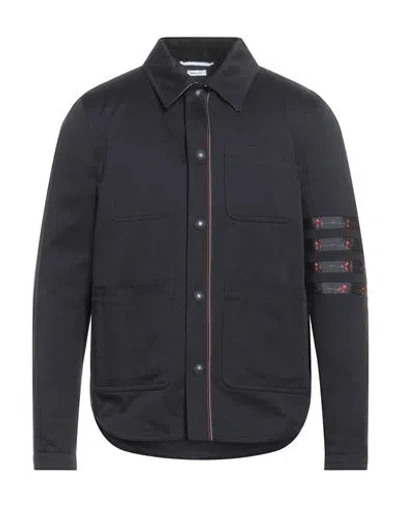 Thom Browne Man Jacket Midnight Blue Size 4 Cotton, Silk