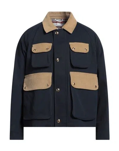THOM BROWNE THOM BROWNE MAN JACKET MIDNIGHT BLUE SIZE 5 COTTON