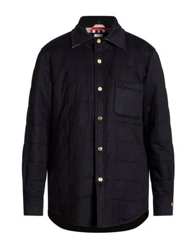 Thom Browne Man Jacket Navy Size 5 Polyester In Blue