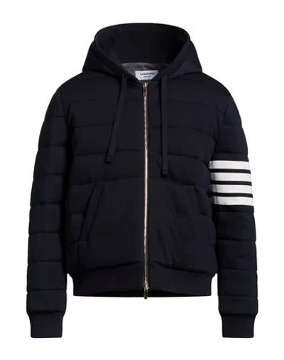 Thom Browne Man Jacket Navy Size 5 Virgin Wool In Black