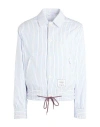 Thom Browne Cropped Lightweight Jacket With Vertical Pinstripe Pattern In White