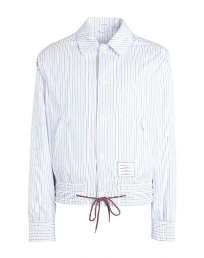 Thom Browne Man Jacket White Size 3 Cotton, Polyamide