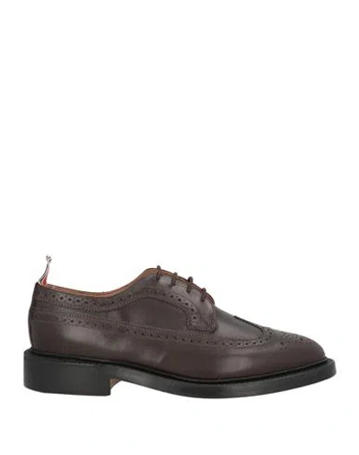 Thom Browne Man Lace-up Shoes Dark Brown Size 9 Calfskin
