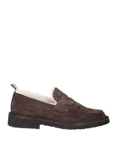 Thom Browne Man Loafers Chocolate Brown Size 8 Calfskin