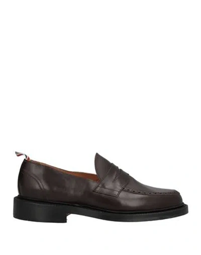 Thom Browne Man Loafers Dark Brown Size 11 Soft Leather