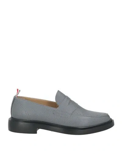 Thom Browne Man Loafers Grey Size 7 Leather In Gray