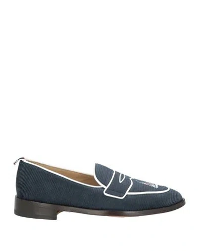 Thom Browne Man Loafers Midnight Blue Size 9 Textile Fibers