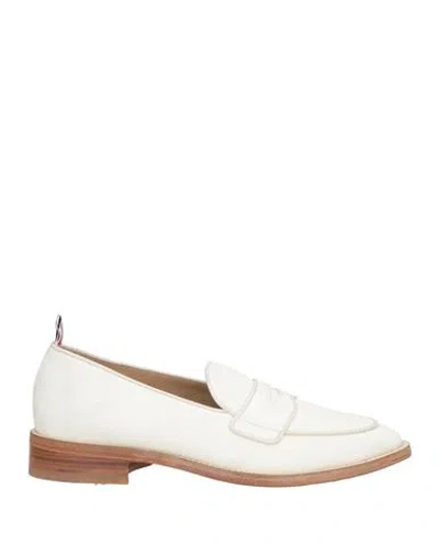 Thom Browne Man Loafers White Size 9 Calfskin