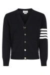Thom Browne Milano Stitch V Neck Cardigan In Cotton In Blue