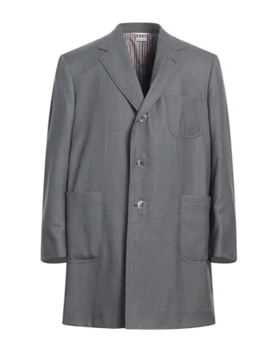 Thom Browne Man Overcoat & Trench Coat Grey Size 4 Wool In Gray