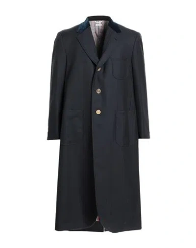 Thom Browne Man Overcoat & Trench Coat Midnight Blue Size 2 Wool