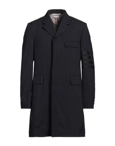 THOM BROWNE THOM BROWNE MAN OVERCOAT & TRENCH COAT MIDNIGHT BLUE SIZE 4 WOOL