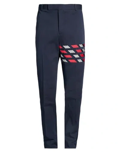 Thom Browne Man Pants Blue Size 4 Silk, Cotton