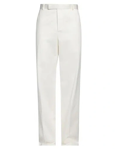Thom Browne Mens White Brand-tab Straight-leg Low-rise Cotton-twill Trousers