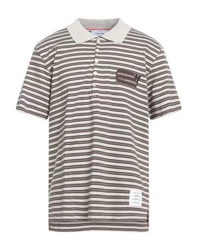 Thom Browne Man Polo Shirt Light Grey Size 3 Cotton In Gray