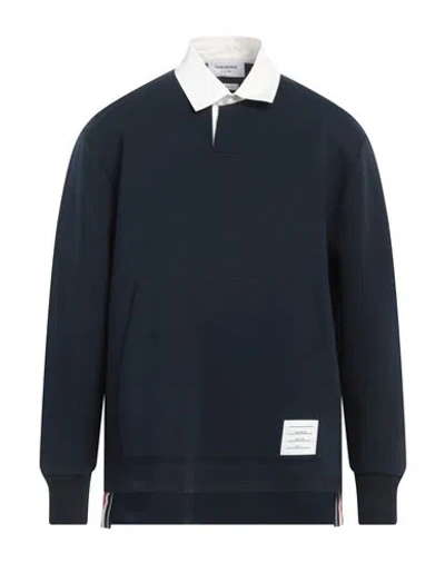 Thom Browne Man Polo Shirt Midnight Blue Size 4 Cotton, Polyamide