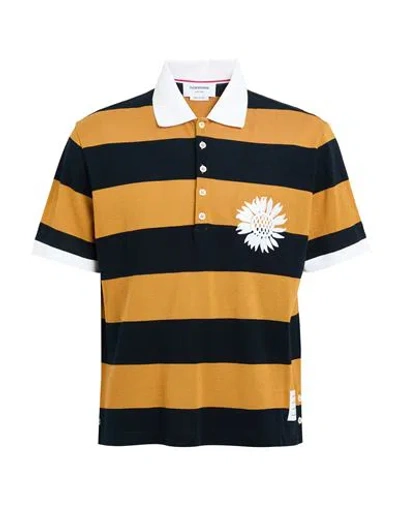 Thom Browne Man Polo Shirt Midnight Blue Size 5 Cotton, Polyamide