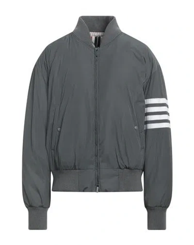 Thom Browne Man Puffer Lead Size 4 Polyester, Wool, Polyamide, Elastane In Grey
