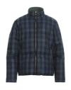 Thom Browne Wool Blend Check Reversible Puffer Jacket In Blue