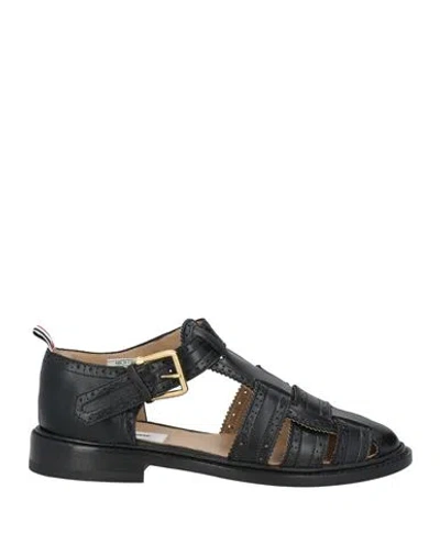 THOM BROWNE THOM BROWNE MAN SANDALS BLACK SIZE 8 CALFSKIN