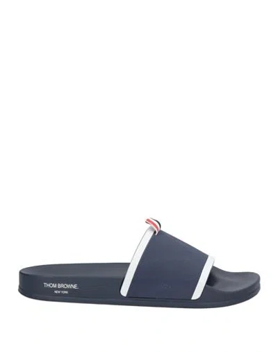 Thom Browne Man Sandals Navy Size 9 Rubber In Blue