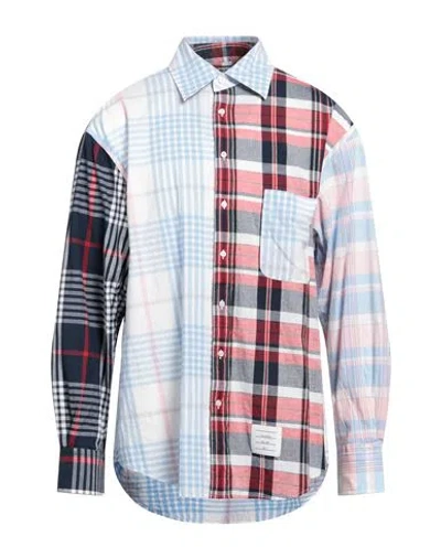 THOM BROWNE THOM BROWNE MAN SHIRT AZURE SIZE 4 COTTON