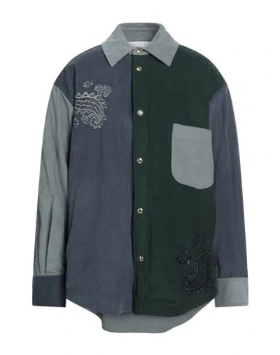 Thom Browne Man Shirt Dark Green Size 3 Cotton