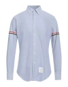 Thom Browne Striped Buttoned Shirt In Blue