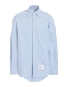 Thom Browne Light Blue Shirt With Button-down Collar And Striped Rwb Detail On The Rear In Cotton Man In Blue