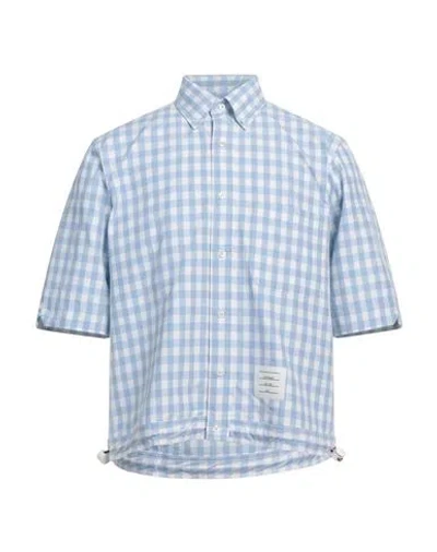 Thom Browne Man Shirt Light Blue Size 4 Cotton, Polyester