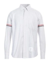 Thom Browne Oxford Grosgrain Long-sleeved Shirt In Grey