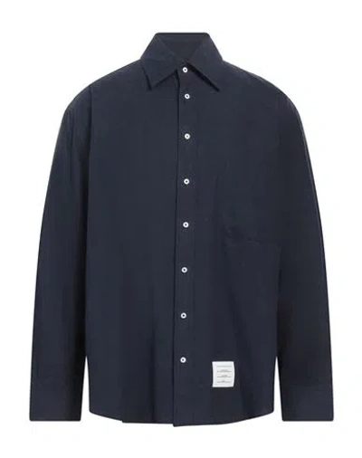 THOM BROWNE THOM BROWNE MAN SHIRT MIDNIGHT BLUE SIZE 3 COTTON