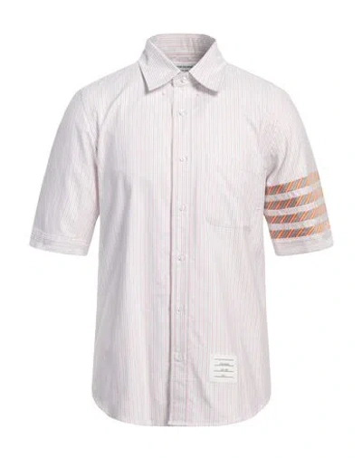 Thom Browne Man Shirt Orange Size 5 Cotton, Silk