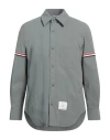 Thom Browne Man Shirt Sage Green Size 2 Nylon, Polyester In Sage Green