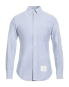 Thom Browne Man Shirt Sky Blue Size 4 Cotton In Clear Blue