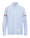 Thom Browne White/blue Striped Button-down Shirt In Blue