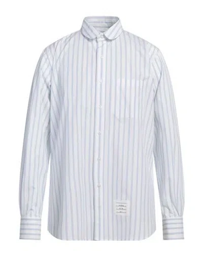 Thom Browne Man Shirt Sky Blue Size 5 Cotton In Blue
