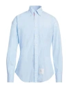 Thom Browne Man Shirt Sky Blue Size 5 Cotton