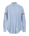 Thom Browne Man Shirt Sky Blue Size 5 Cotton