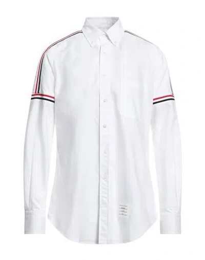 Thom Browne Long-sleeve Cotton Shirt With Striped Accents In Multi