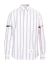 Thom Browne Straight Fit Stripe Grosgrain Band Button-down Shirt In White