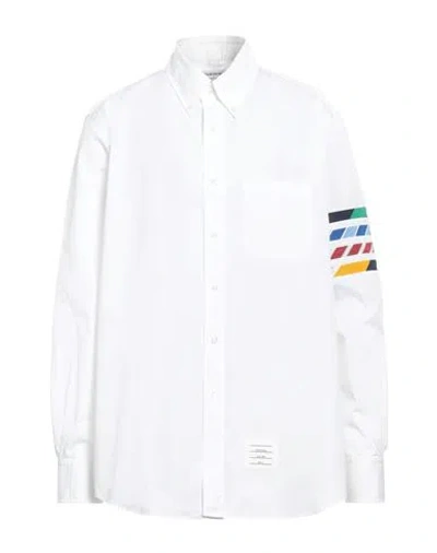 Thom Browne Man Shirt White Size 5 Cotton, Silk